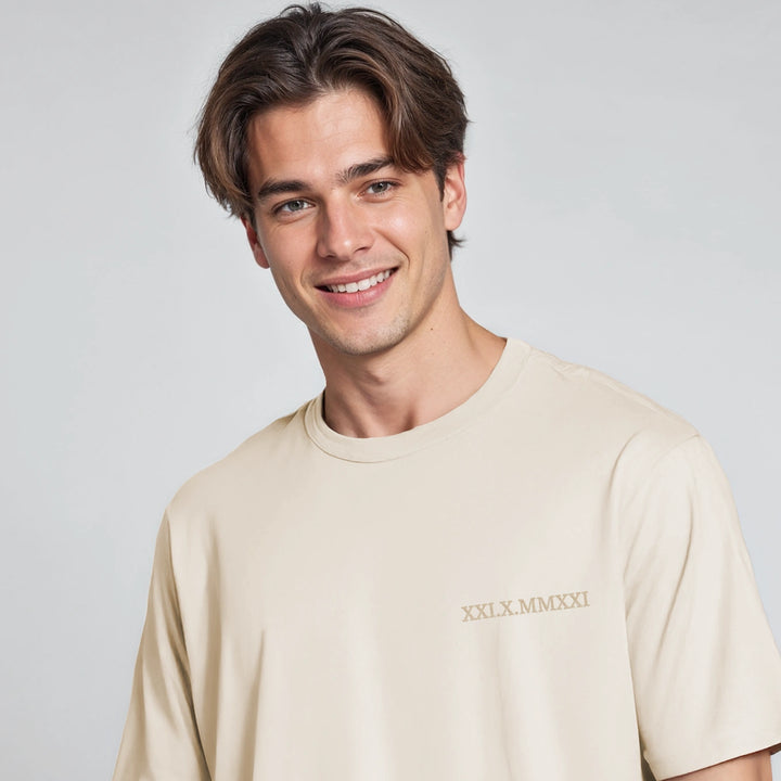 SINGLE Roman Date on Shirt Base Embroidered DE & FR
