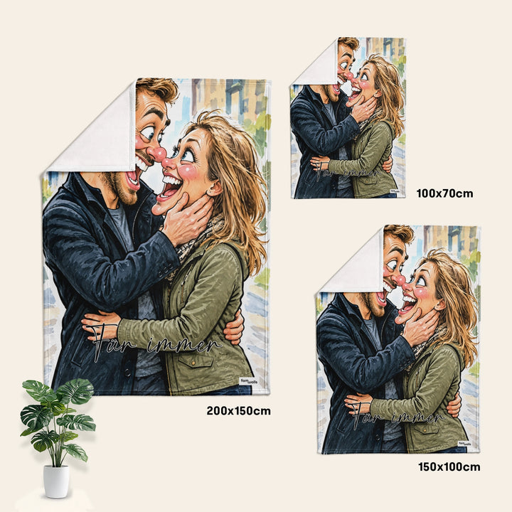 Maße der Couple-Sketch-Decke: 100 x 70, 150 x 100 und 200 x 150 cm