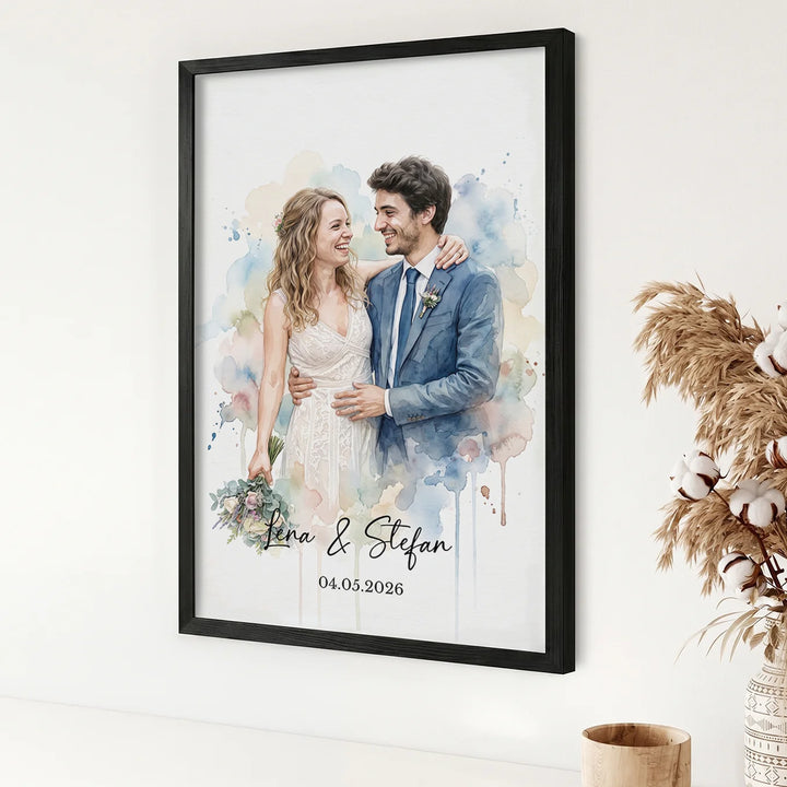 Personalisiertes Poster "Hochzeit Wasserfarben"