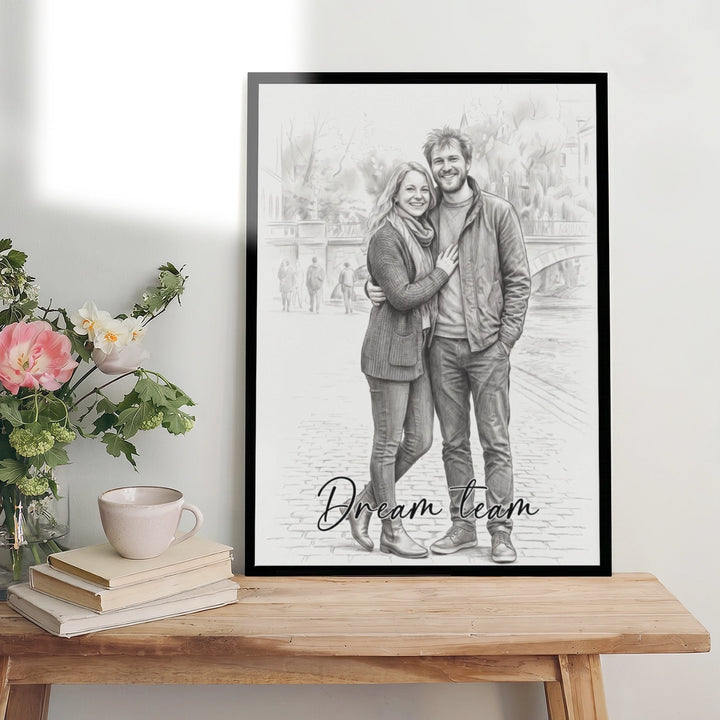 Personalisiertes Poster "Couple Zeichnung"