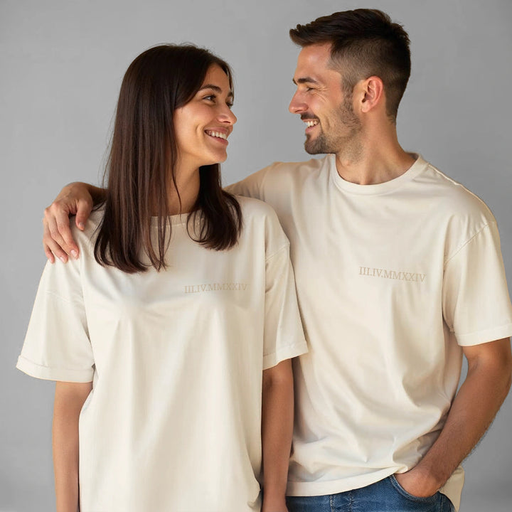 SINGLE Roman Date on Shirt Base Embroidered DE & FR