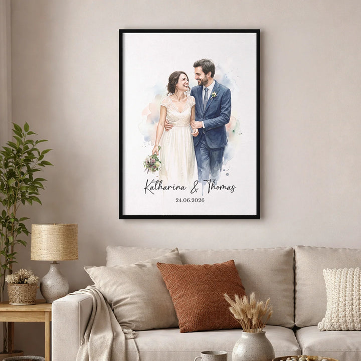 Personalisiertes Poster "Hochzeit Wasserfarben"