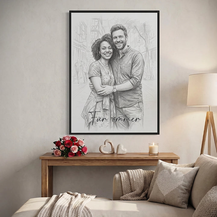 Personalisiertes Poster "Couple Zeichnung"