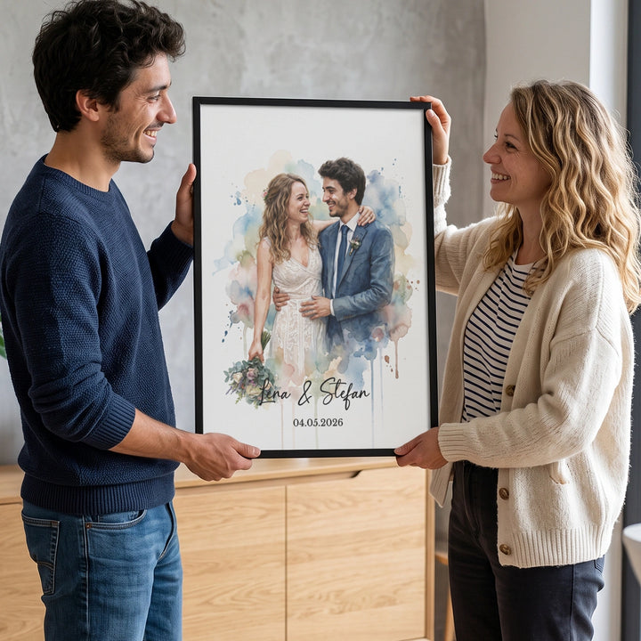 Personalisiertes Poster "Hochzeit Wasserfarben"
