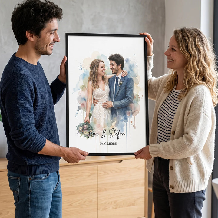 Personalisiertes Poster "Hochzeit Wasserfarben"