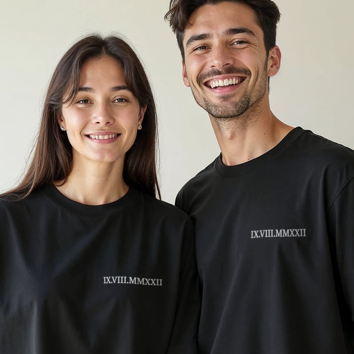 SINGLE Roman Date on Shirt Base Embroidered DE & FR