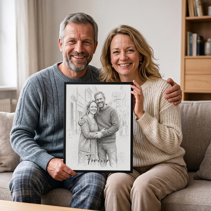 Personalisiertes Poster "Couple Zeichnung"