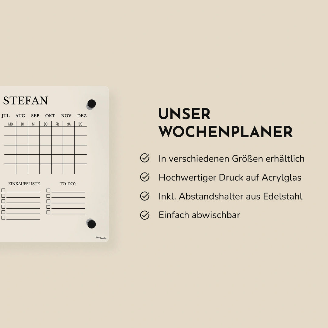 Personalisierter Wochenplaner Acryl "Paar"