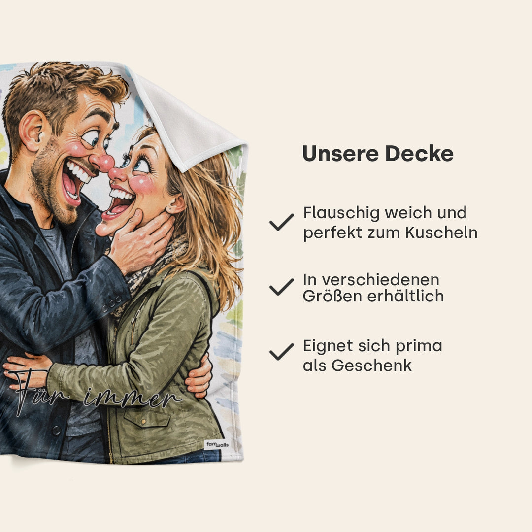 Infografik Couple-Sketch-Decke: flauschig weich, in verschiedenen Größen, ideal als Geschenk