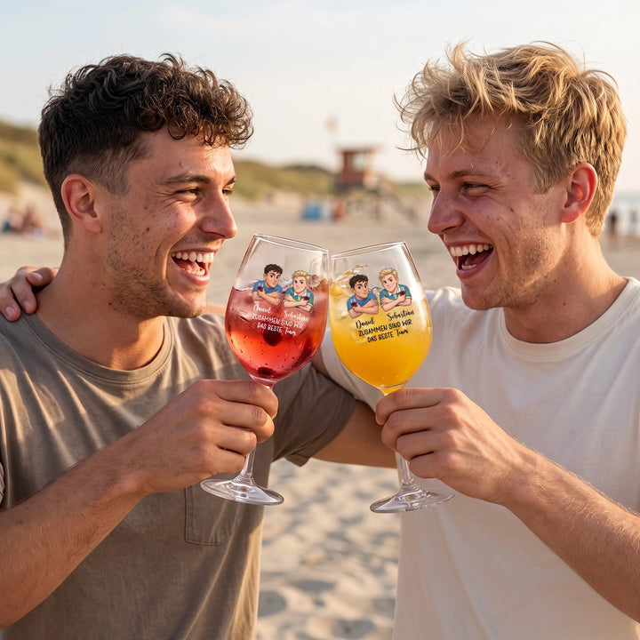 Personalisiertes Weinglas "Gute Freundinnen"