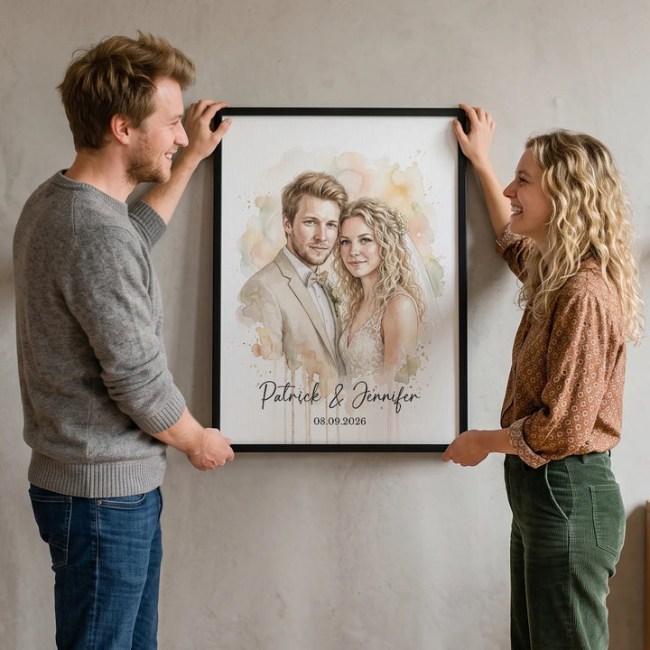 Personalisiertes Poster "Hochzeit Wasserfarben"
