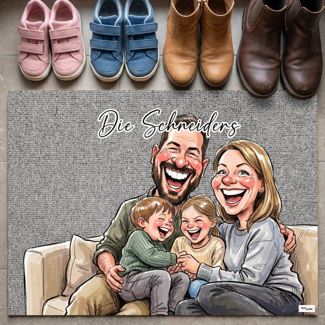 Personalisierte Fußmatte "Sketch Familie"