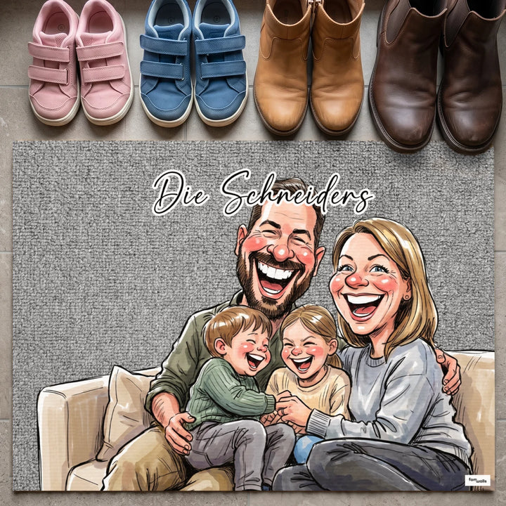 Personalisierte Fußmatte "Sketch Familie"
