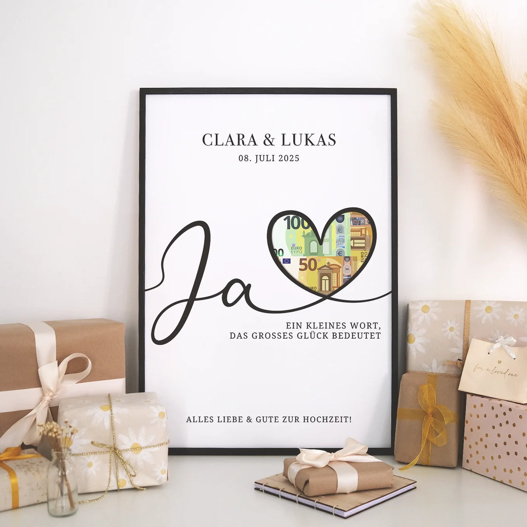 Personalisiertes Geldgeschenk zur Hochzeit "Alles Liebe"