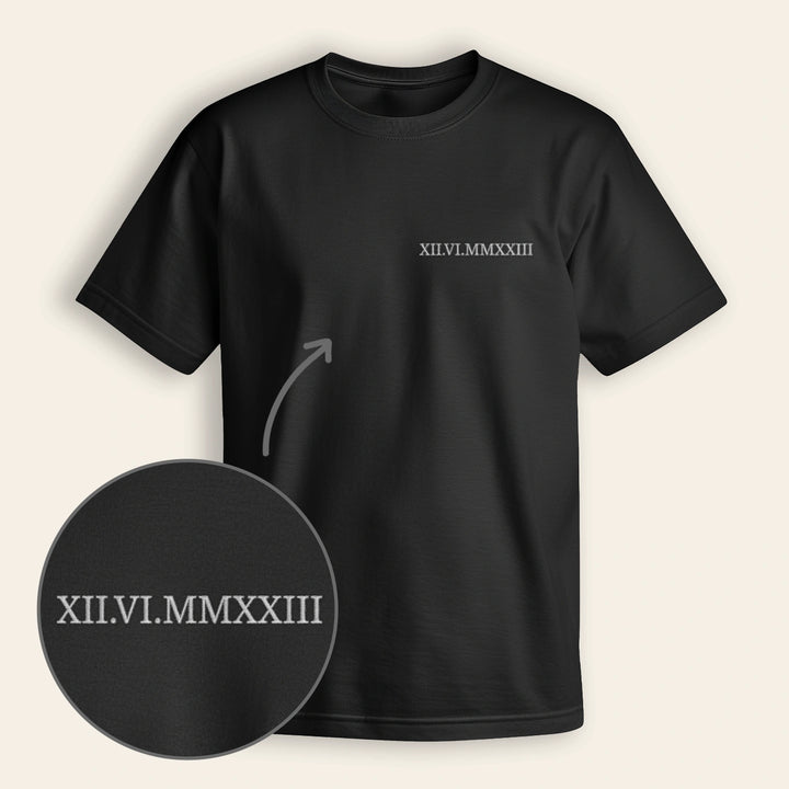 SINGLE Roman Date on Shirt Base Embroidered DE & FR