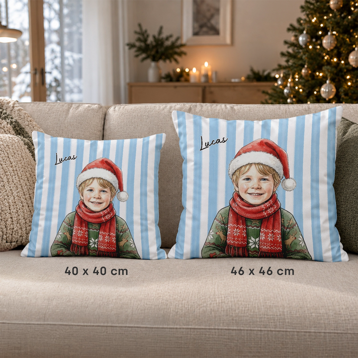 Personalisiertes Kissen "Foto Wasserfarben Weihnachten"