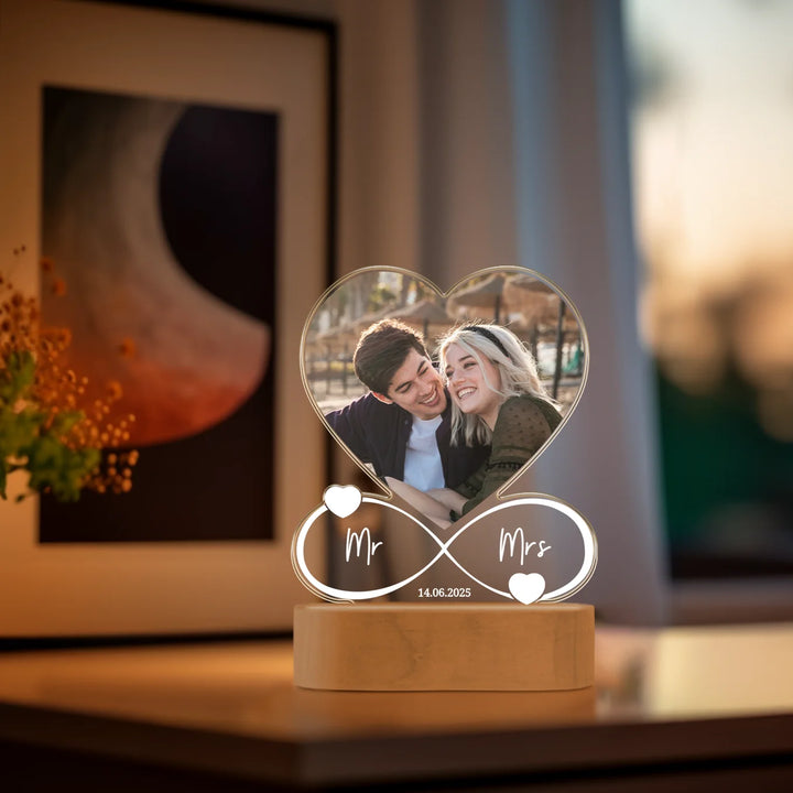 Personalisiertes Acryl-Licht Infinity "Mr & Mrs" | Nachtlicht, Dekolicht, Glowlight