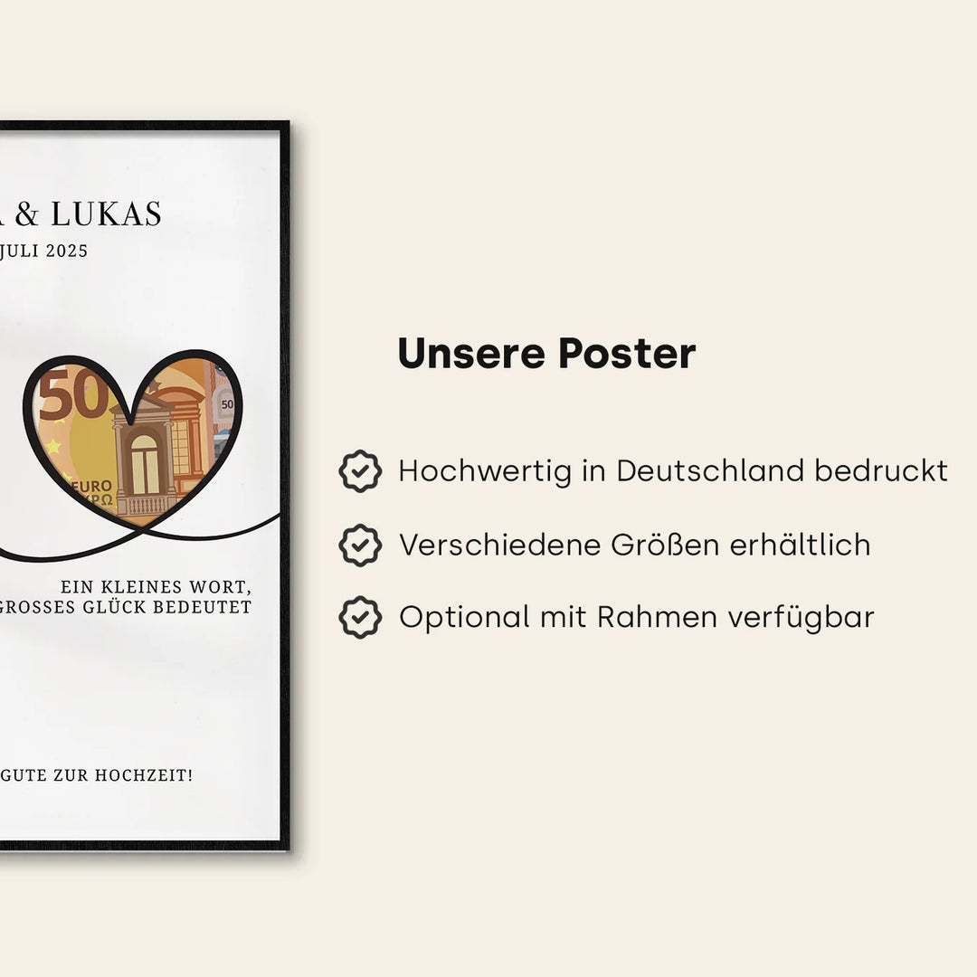 Personalisiertes Geldgeschenk zur Hochzeit "Alles Liebe"
