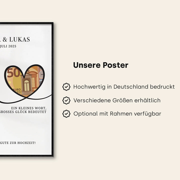 Personalisiertes Geldgeschenk zur Hochzeit "Alles Liebe"