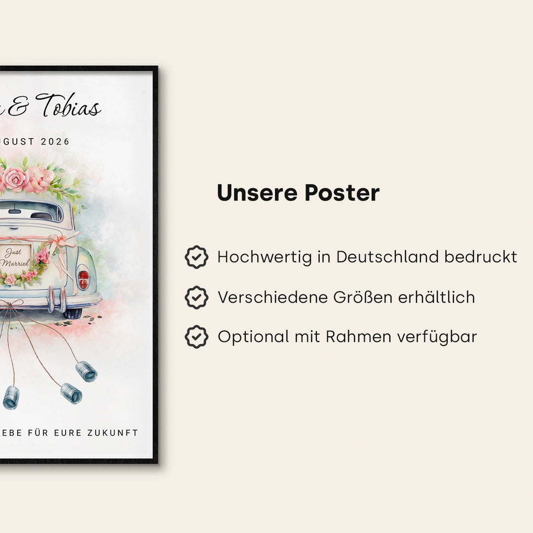 Personalisiertes Poster als Geldgeschenk "Fahrt ins Glück"