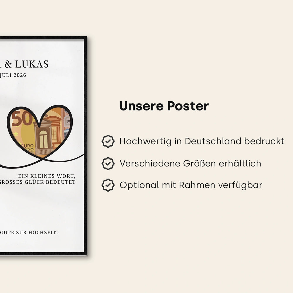 Hochwertig bedrucktes Poster, in verschiedenen Größen, optional mit Rahmen