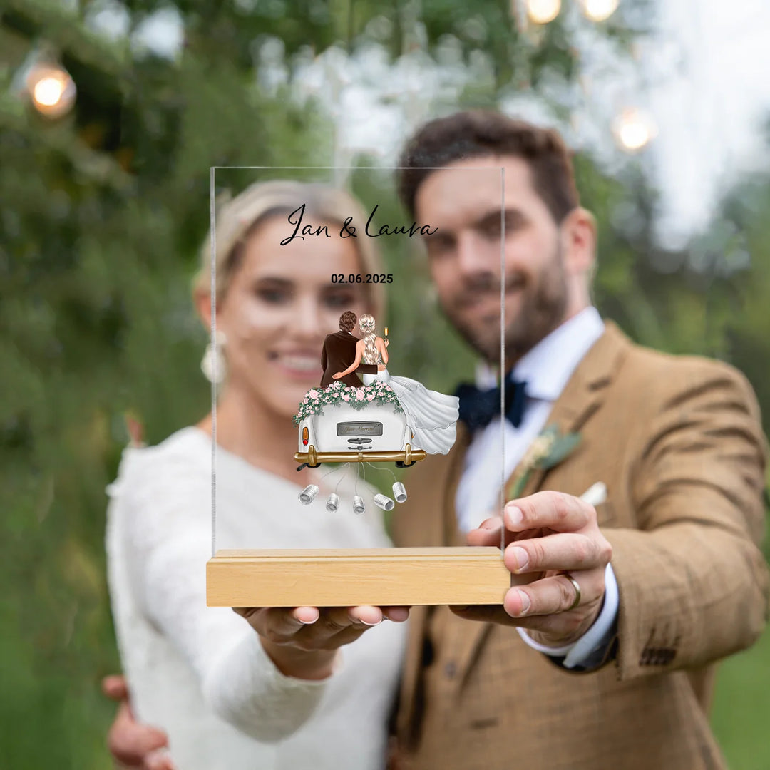 "Just Married" - Personalisierte Acryltafel als Geldgeschenk