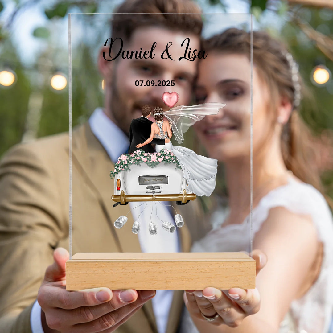 "Just Married" - Personalisierte Acryltafel als Geldgeschenk