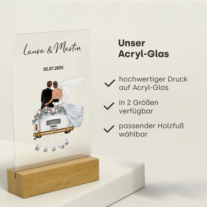 "Just Married" - Personalisierte Acryltafel als Geldgeschenk