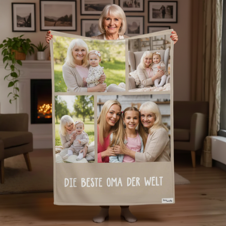 Personalisierte Decke "Foto Oma"