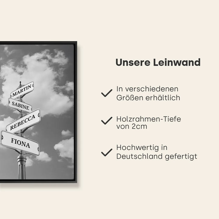 Leinwand ''Vintage Straßenschild für Familien''