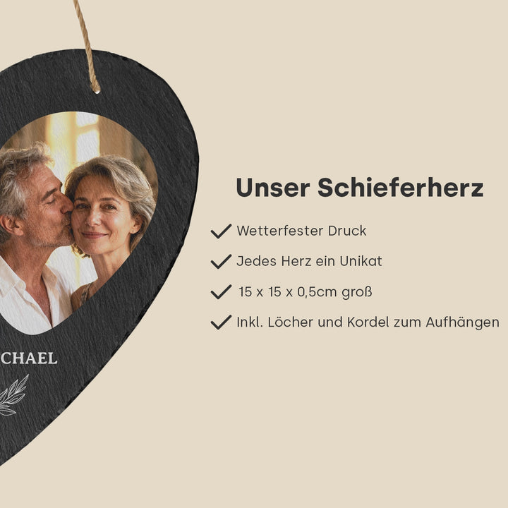 Personalisierte Schieferplatte Herz “Liebster Ort”
