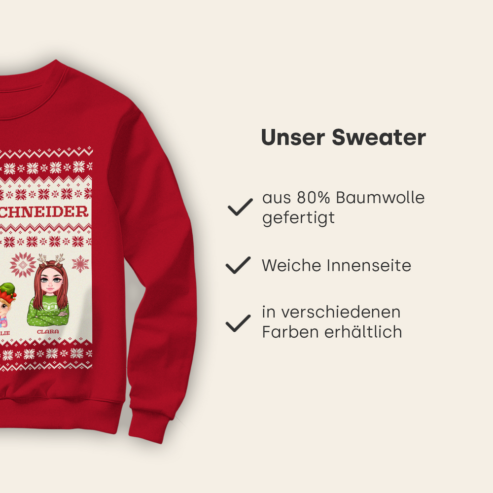 Infografik Unser Sweater mit Produktmerkmalen