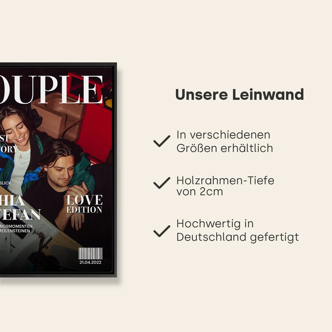 Personalisierte Leinwand "Couple Magazine"