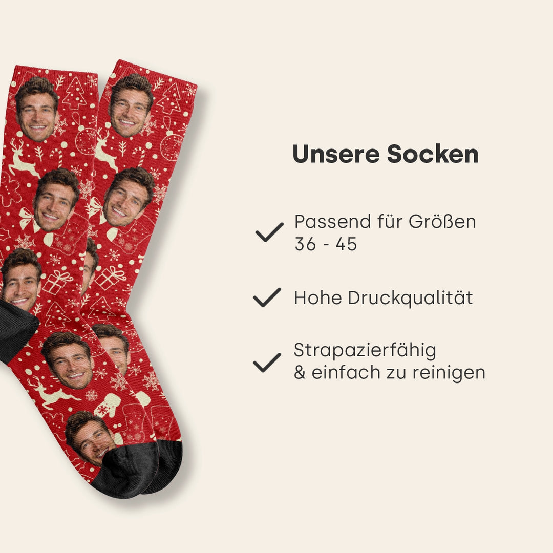 Personalisierte Socken "Weihnachtsmotiv" mit Foto