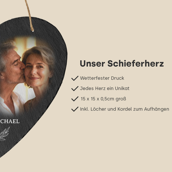 Personalisierte Schieferplatte Herz “Liebster Ort”