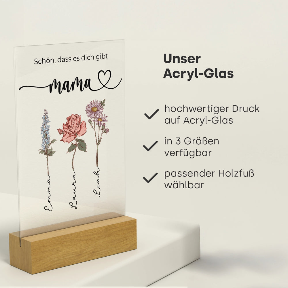 Personalisiertes Acryl-Glas "Für dich Mama"