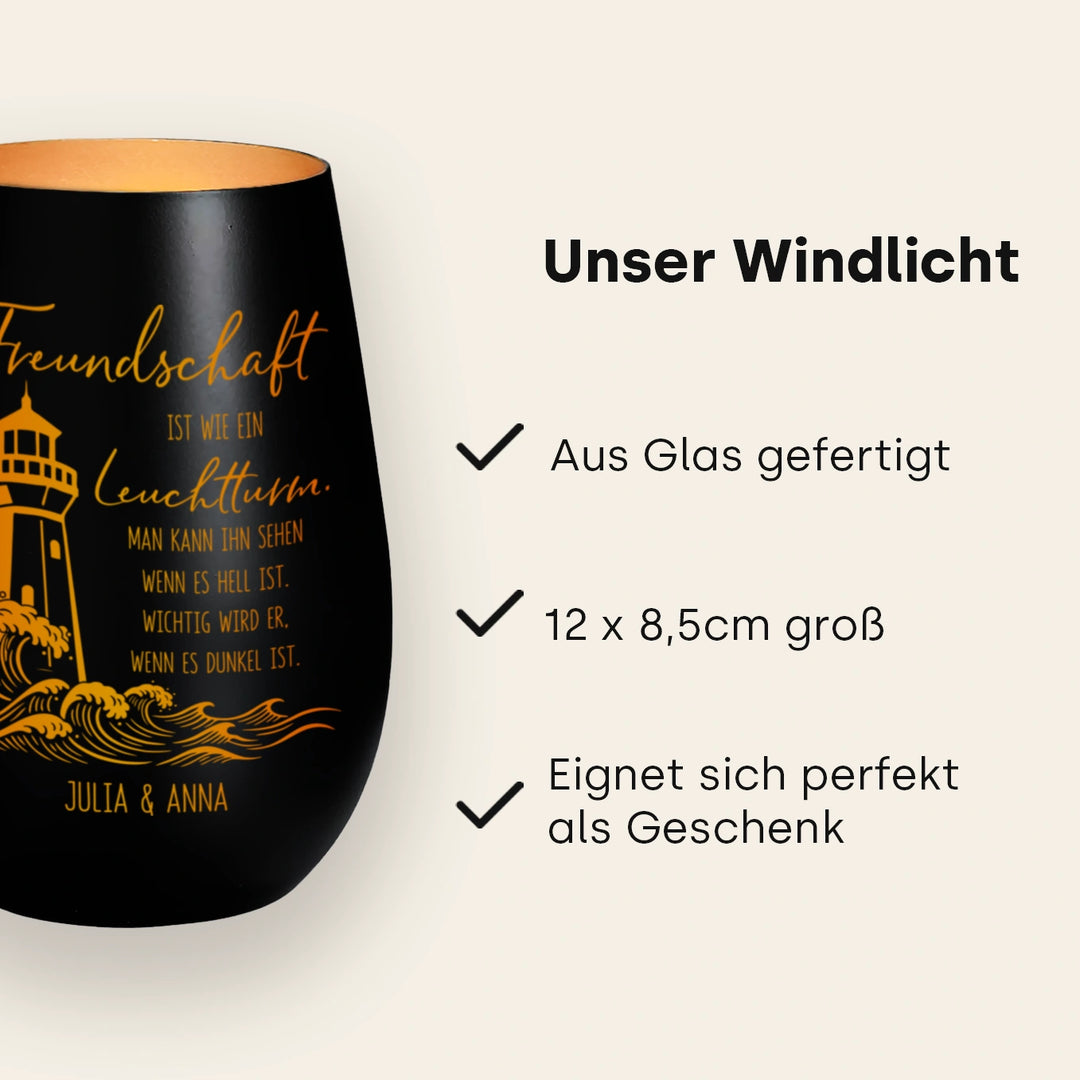 Personalisiertes Windlicht "Freundschaft"