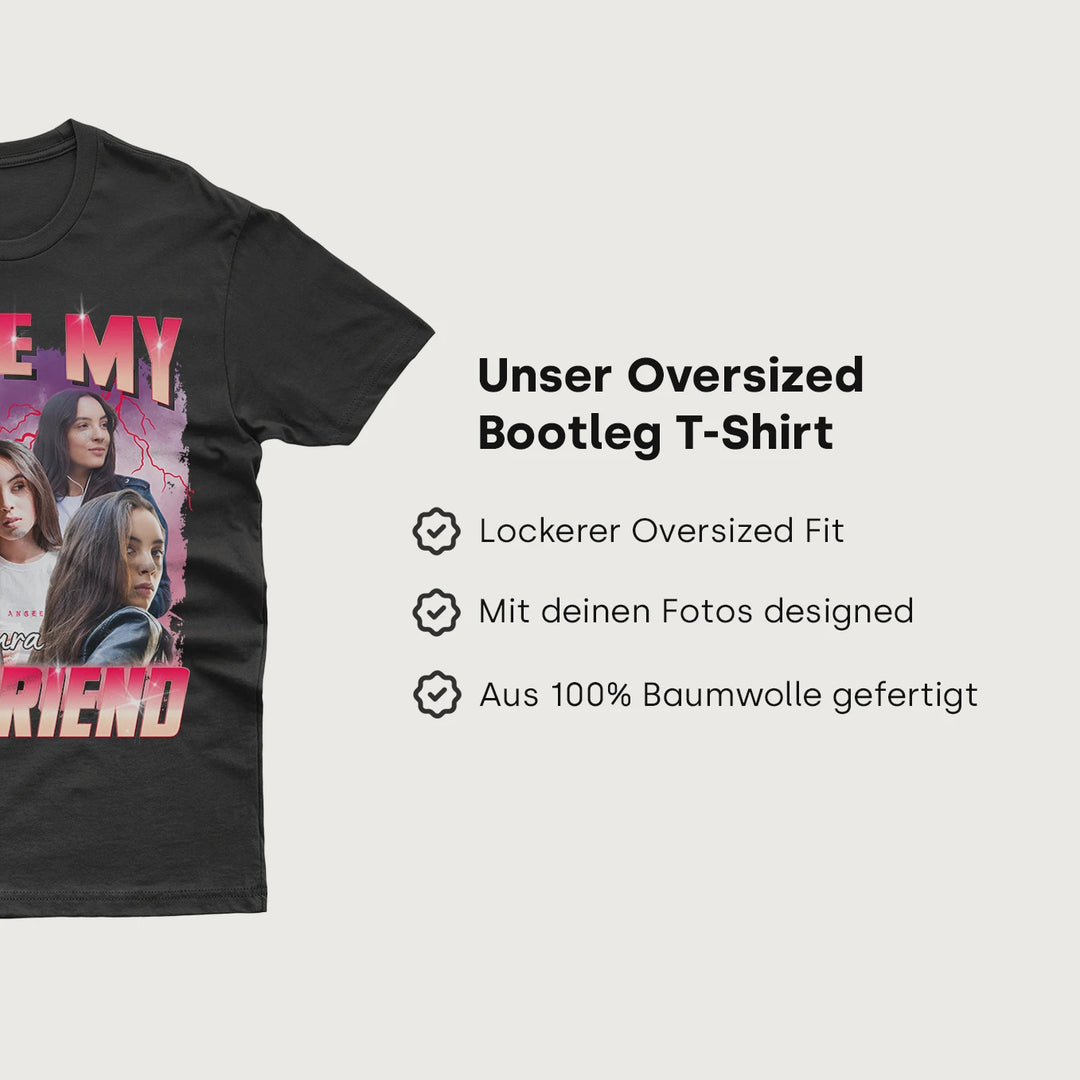 Personalisiertes Oversized T-Shirt Vintage Bootleg "Girlfriend"