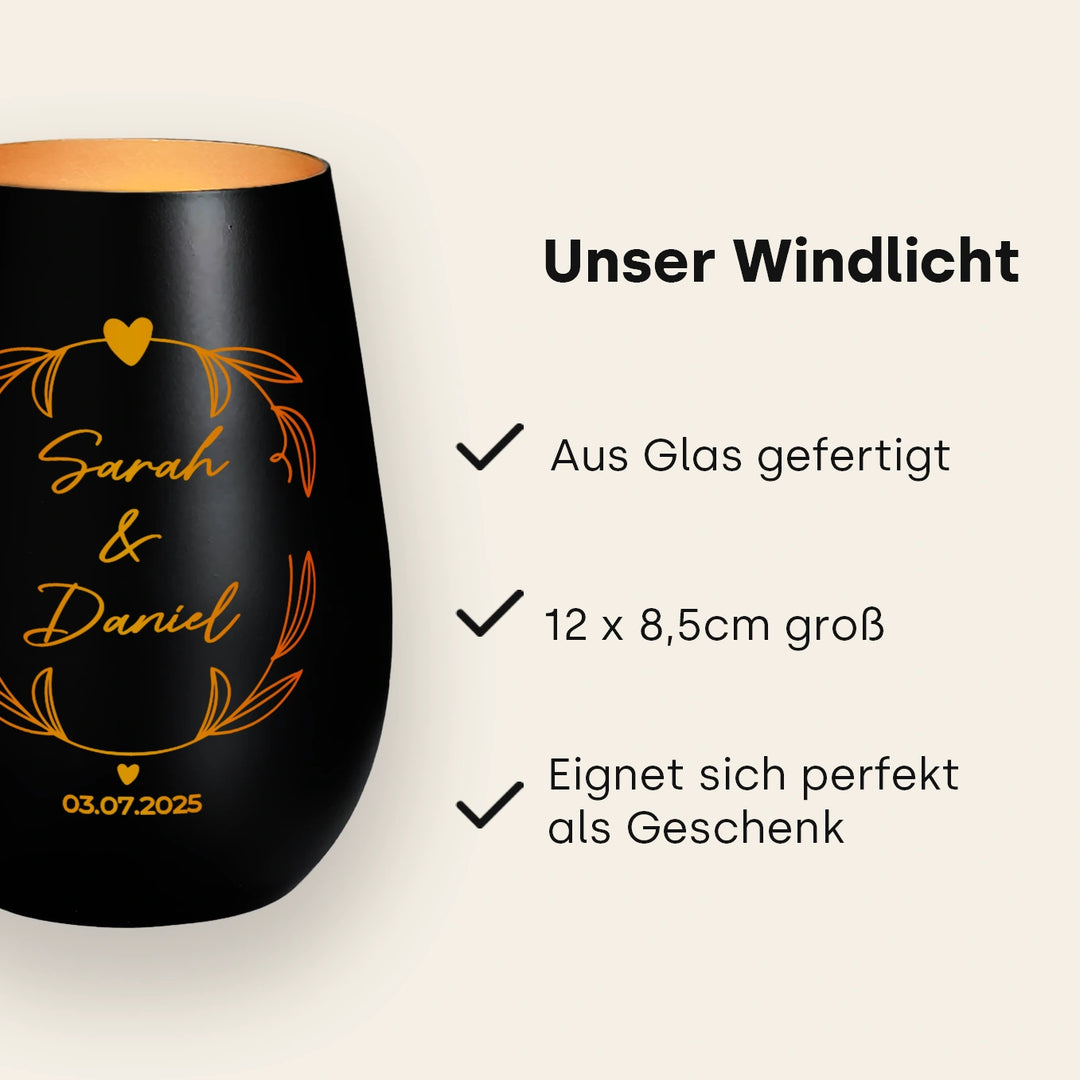 Personalisiertes Windlicht "Namen & Datum"