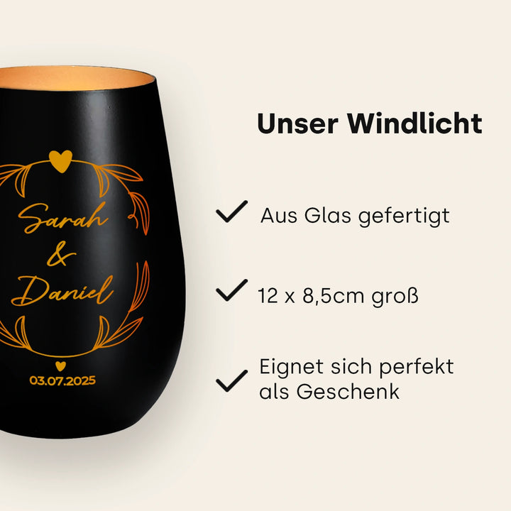 Personalisiertes Windlicht "Namen & Datum"