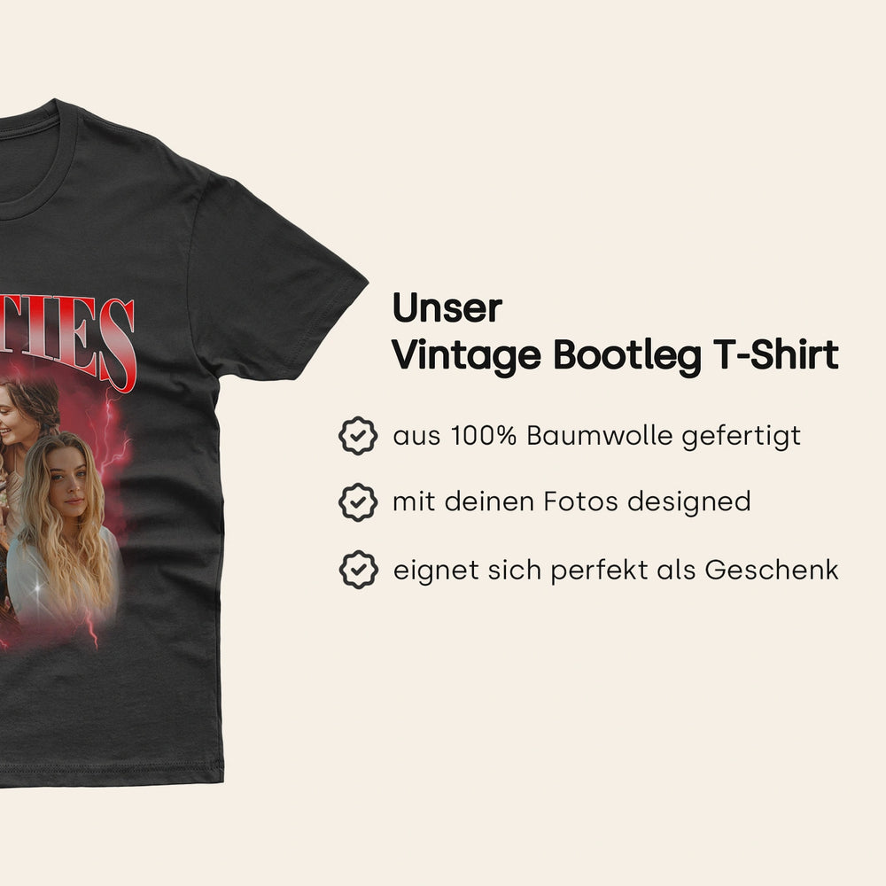Personalisiertes T-Shirt Vintage Bootleg "BESTIES"