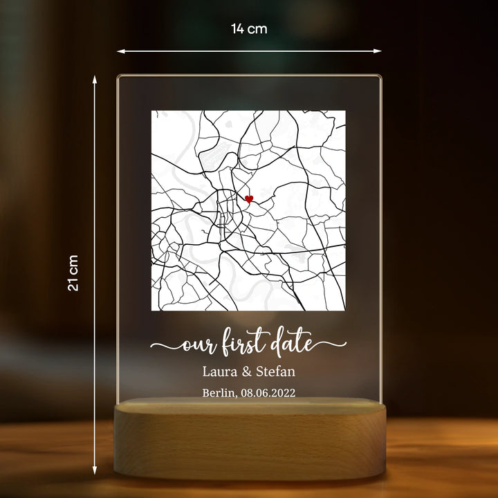 Personalisiertes Acryl-Licht "Herzensort" | Nachtlicht, Dekolicht, Glowlight