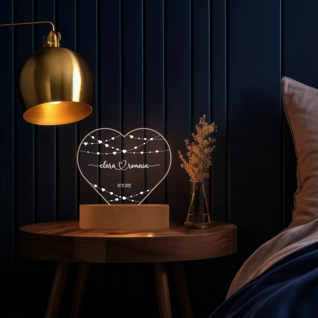 Personalisiertes Herz Acryl-Licht "Hearts" | Nachtlicht, Dekolicht, Glowlight