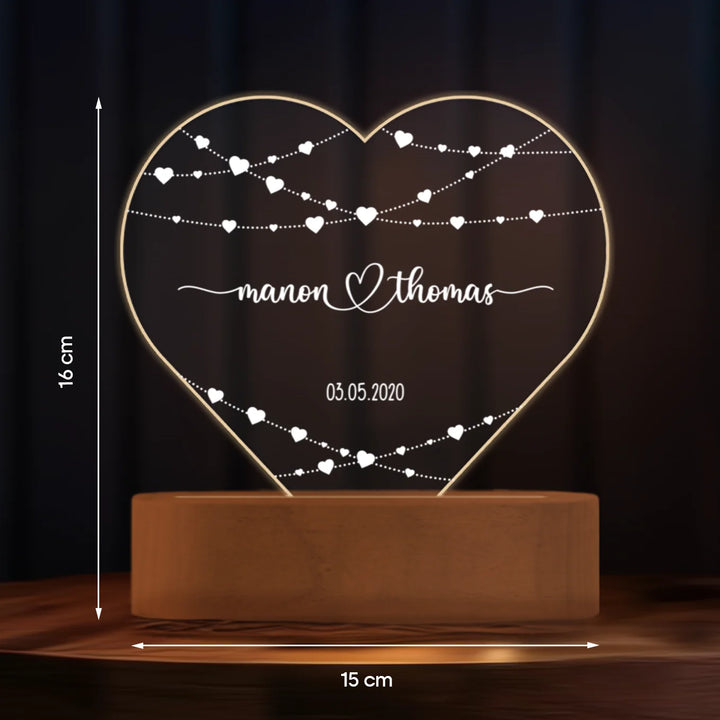 Personalisiertes Herz Acryl-Licht "Hearts" | Nachtlicht, Dekolicht, Glowlight