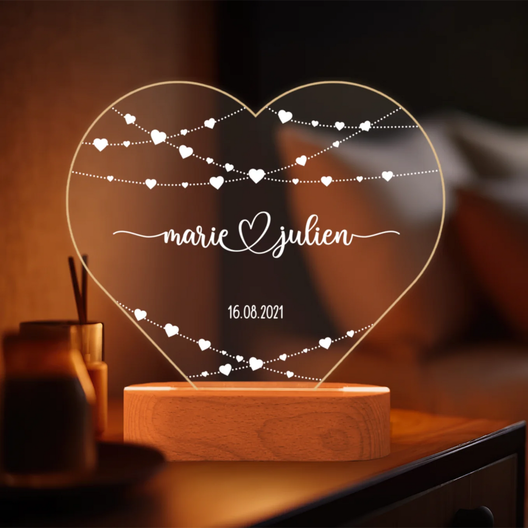 ▷ Personalisiertes Herz Licht mit Namen & Datum