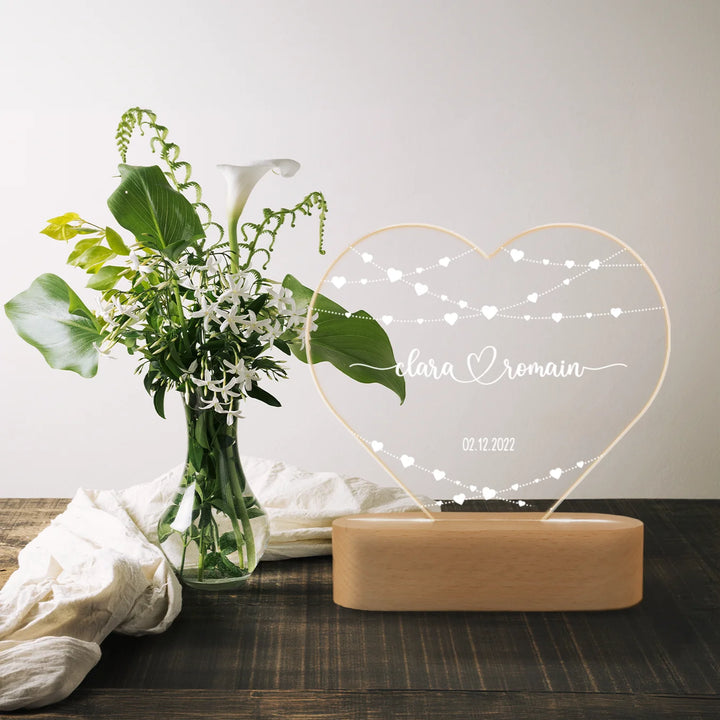 Personalisiertes Herz Acryl-Licht "Hearts" | Nachtlicht, Dekolicht, Glowlight
