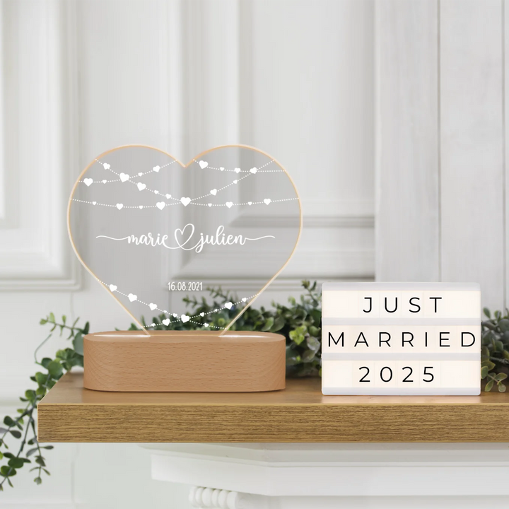 Personalisiertes Herz Acryl-Licht "Hearts" | Nachtlicht, Dekolicht, Glowlight