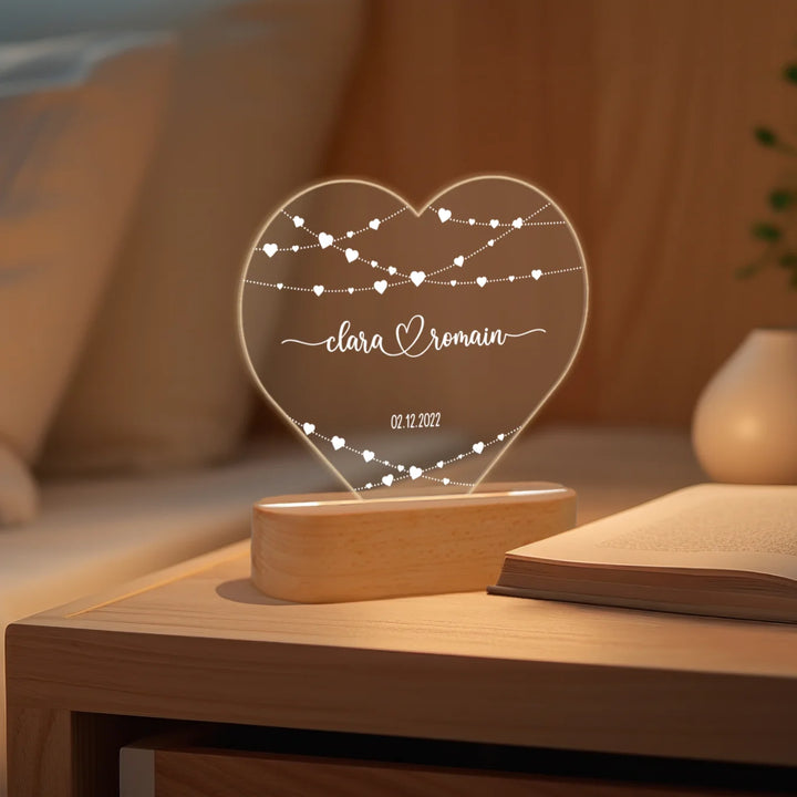 Personalisiertes Herz Acryl-Licht "Hearts" | Nachtlicht, Dekolicht, Glowlight