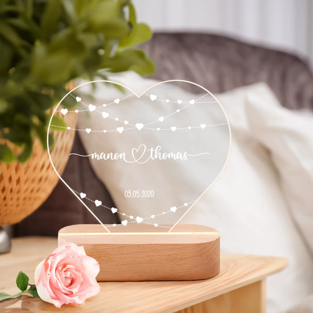 Personalisiertes Herz Acryl-Licht "Hearts" | Nachtlicht, Dekolicht, Glowlight