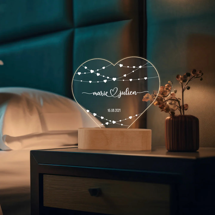 Personalisiertes Herz Acryl-Licht "Hearts" | Nachtlicht, Dekolicht, Glowlight